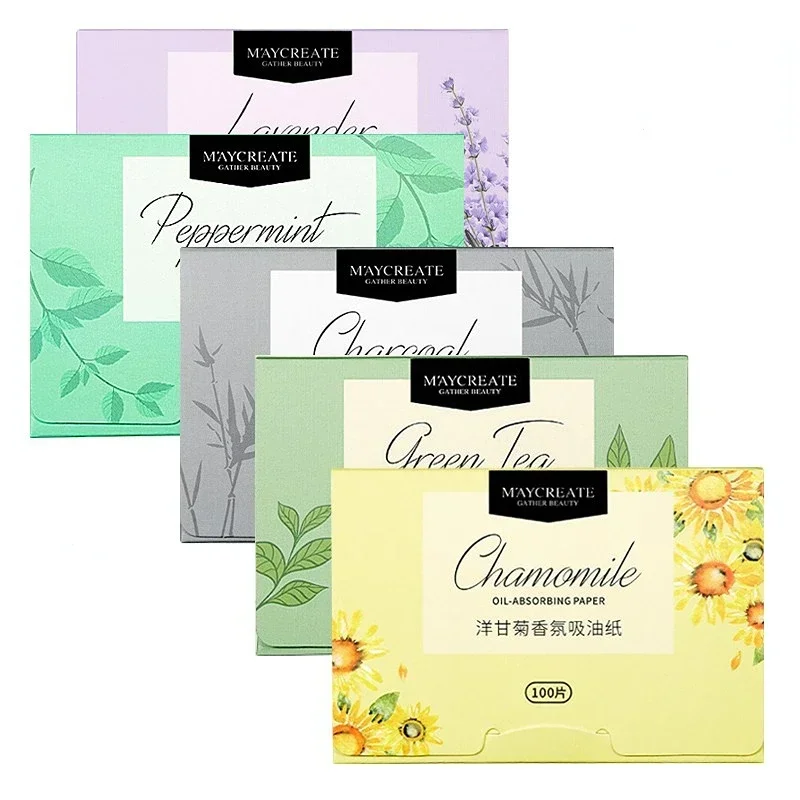 300pcs/box Portable Facial Oil-Absorbing Papers Oil Blotting Sheets Oil Control Face Skin Care Tools for Men and Women Green Tea
