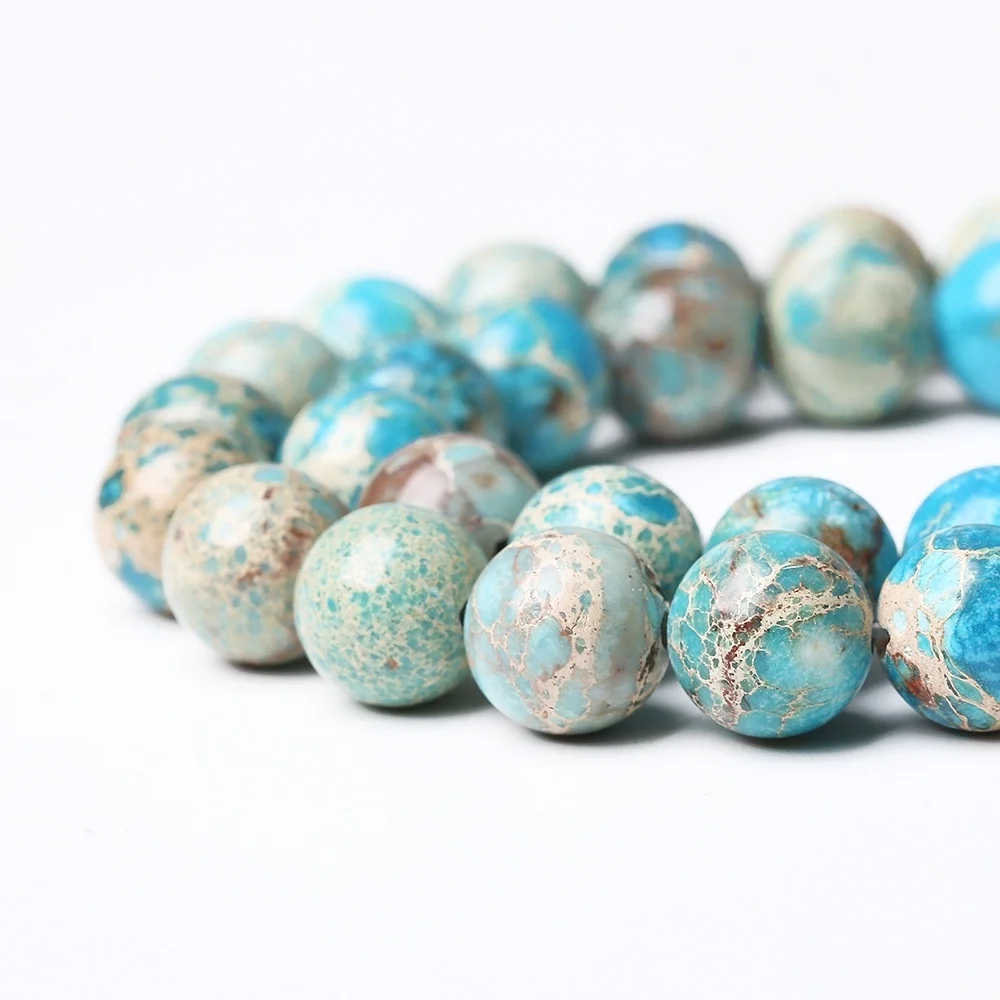 Elegant Lake Blue Sea Sediment Jasper Beads for DIY Jewelry Crafting – Various Sizes Available