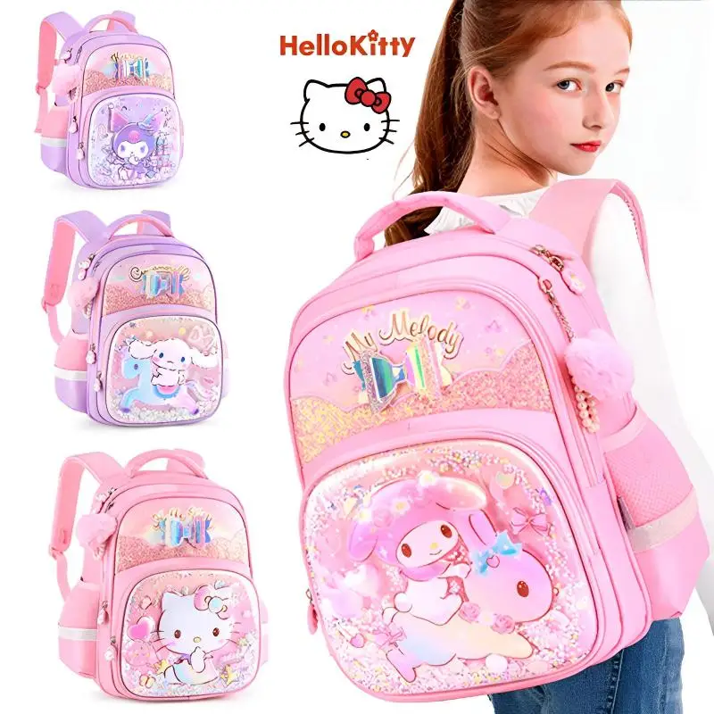 

Sanrios Hello Kitty Schoolbag My Melody Cinnamoroll Kuromi Cartoon Burden Reduction Lightweight High Capacity Children Backpack