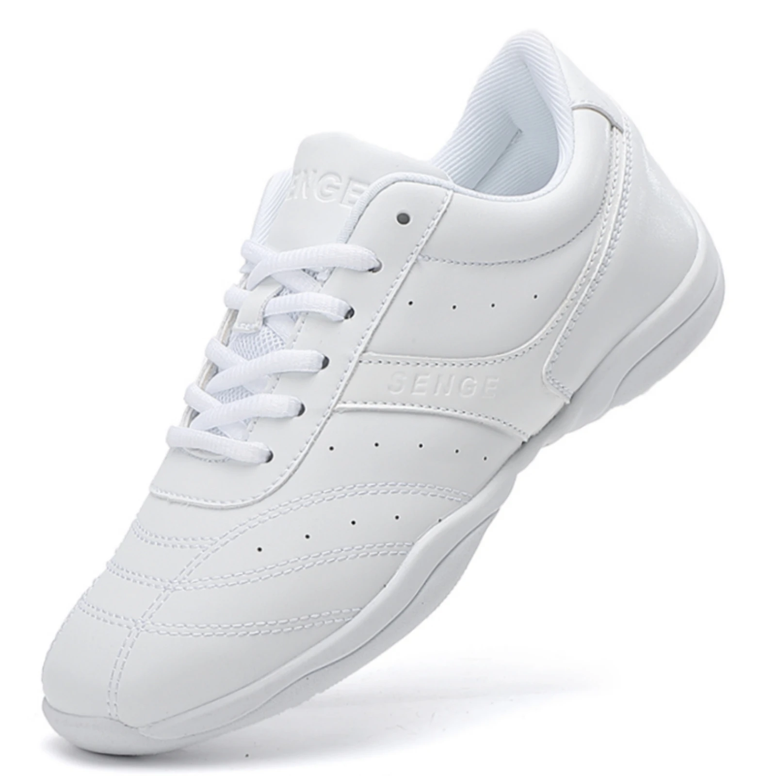 Marwoo SG01 lightweight white soft sports dance shoes, fitness aerobics cheerleading shoes, competitive training women's shoes
