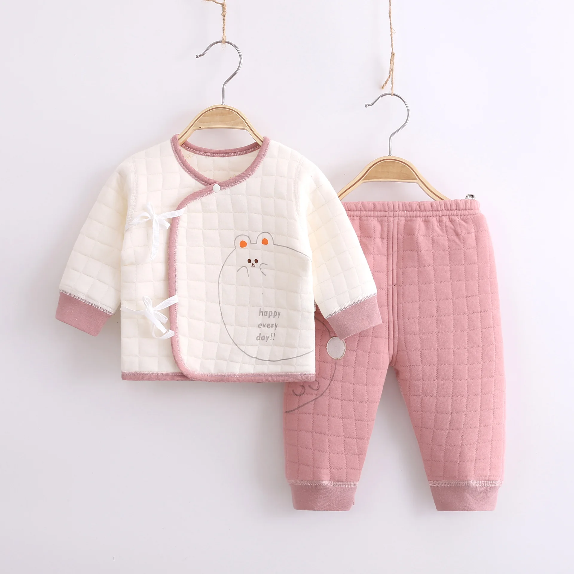 

Newborn Underwear Set Autumn Winter Warm Boneless Craft Baby Lace Clothes Baby Set