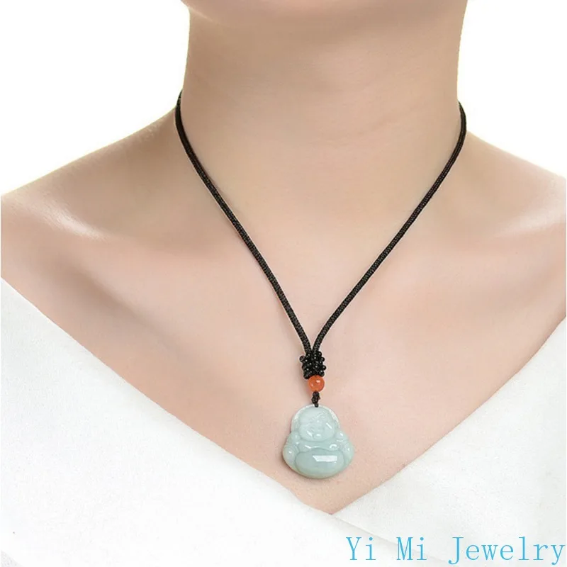Natural Myanmar A-grade Jade Pendant Avalokitesvara Buddha Statue Pendant Jewelry Men's and Women's Jade