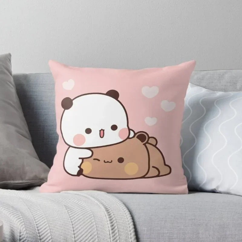 Panda bear hug Bubu duda Mochi Peach Cat Throw Pillow Bedroom Sofa Anime Bed Fashion Pillowcase throw pillow cover45*45 4