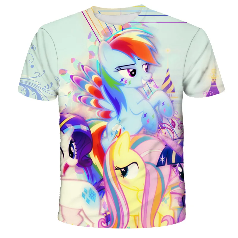 Boys Little Pony Anime Tshirts Kids Clothes Children T-Shirts For Baby Toddlers Cartoon Print T Shirts Short Sleeve Summer Tops t shirt kid