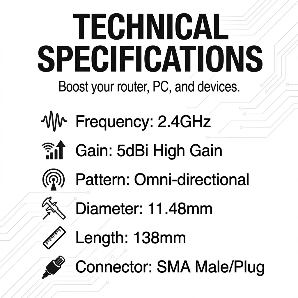 WiFi Rubber Duck Antenna for Wireless LANs and Routers