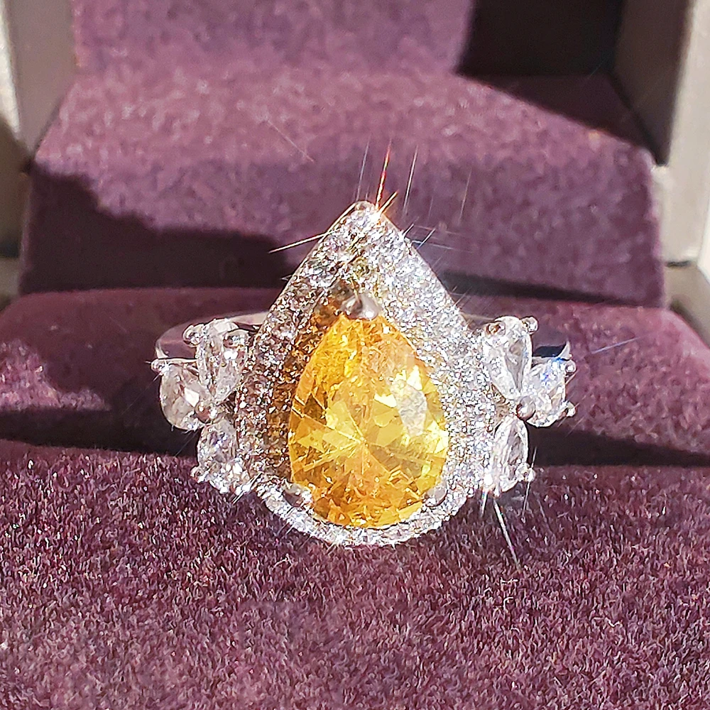 Big Size Main Stone Ice Cut Cubic Zircon Ring Yellow Color 4carat CZ Ring  Silver Materials Cuhsion Cut Gemstone White Gold Plated Ring Fine Jewelry -  China CZ Ring and Gold Ring