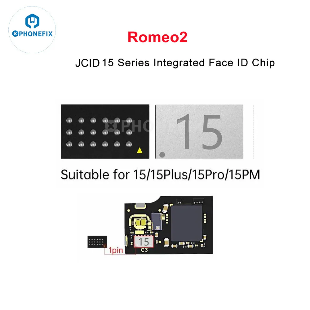 Chip de proyector JC Romeo2 JCID Face ID integrado IC, matriz de puntos, celosía IC para iPhone X-15ProMax Pad Pro 3/4/5, reparación de identificación facial