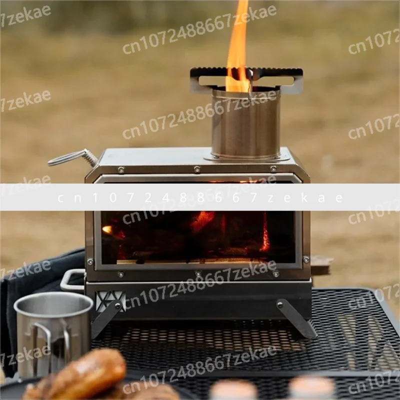 เตาเผาไม้สำหรับตั้งแคมป์ในร่มและกลางแจ้ง ทำจากสแตนเลส พกพาสะดวก รูปทรงสี่เหลี่ยม ใช้สำหรับดูไฟและทำอาหาร 1