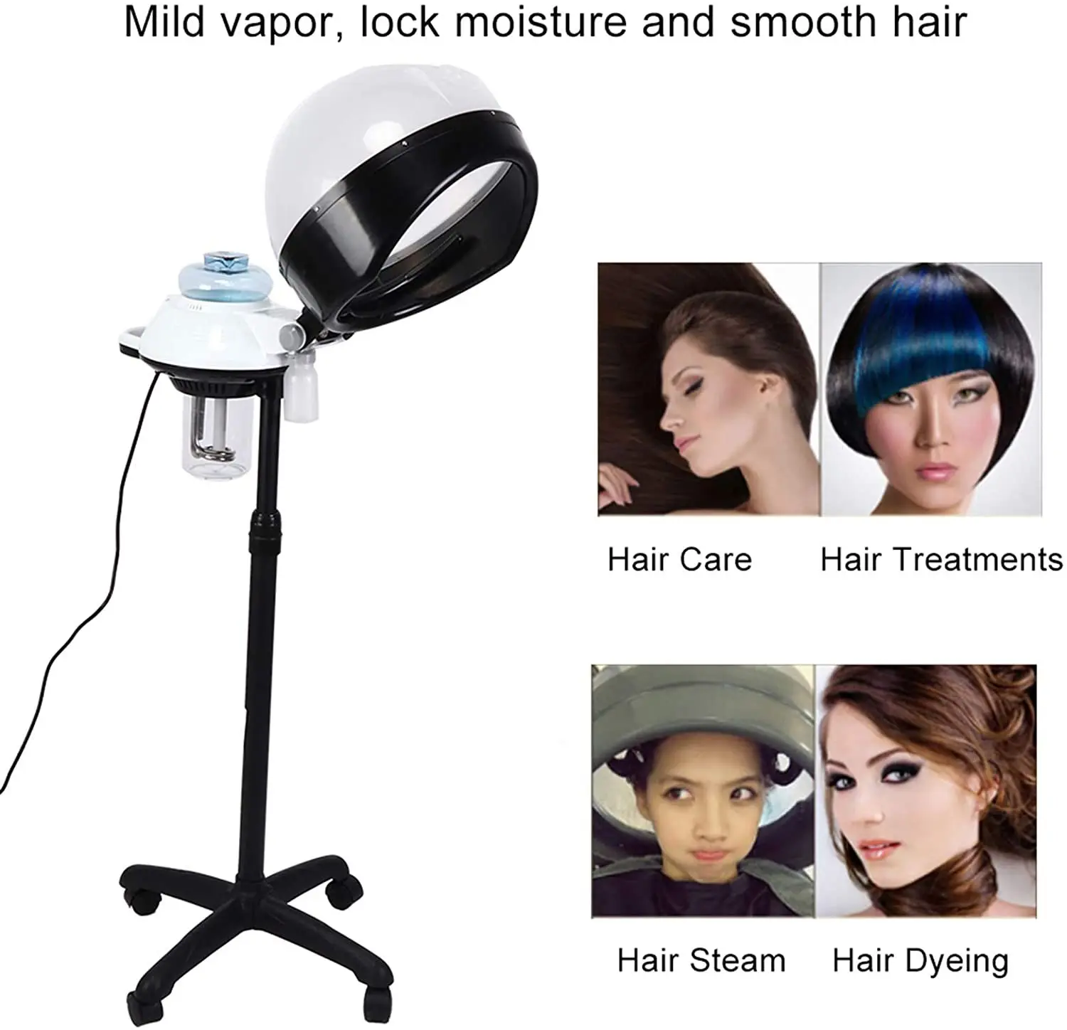 Description Picture 3 of itemShampoo Hair Steamer Rolling Stand Hooded Hair Dyeing Coloring Perming Conditioning Salon Spa Steamer Height Adjustable Tool