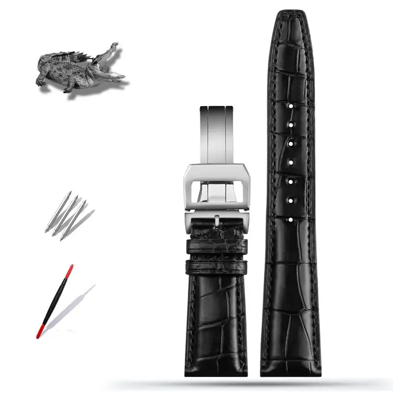 Pcavo 20Mm 21Mm 22Mm Cinturino In Pelle Di Coccodrillo Di Ricambio Per Iwc Portugieser Portofino Family Pilot'S Orologi Cinturino Pieghevole