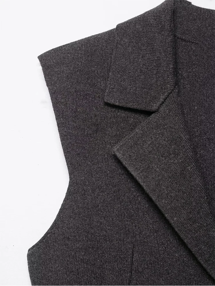 Fashion Women Slim Knitted Sweater Vest Casual Suit Neck Single Breasted Sleeveless Tank Top Female Solid Simple Waistcoat