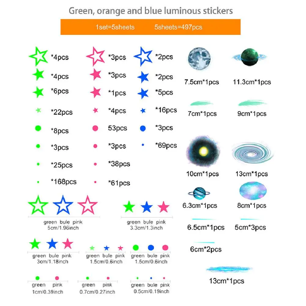 Luminous Moon Stars Wall Stickers Planet Wall Sticker For Baby Kids Room Bedroom Home Decoration Glow In The Dark Decals