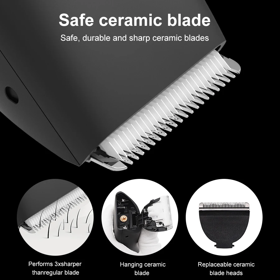 Electric Groin Hair Trimmer with Replaceable Ceramic Blades, Waterproof Wet-Dry Functionality & Standing Recharge Dock 4