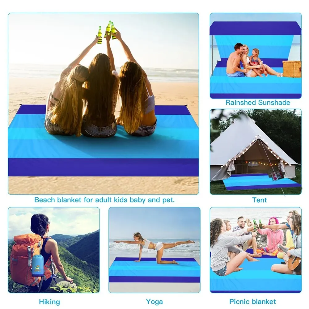Beach Blanket, Waterproof and Sandproof Large 2-3 Adult Light Picnic Mat Travel Camping Hiking Beach Blanket 4