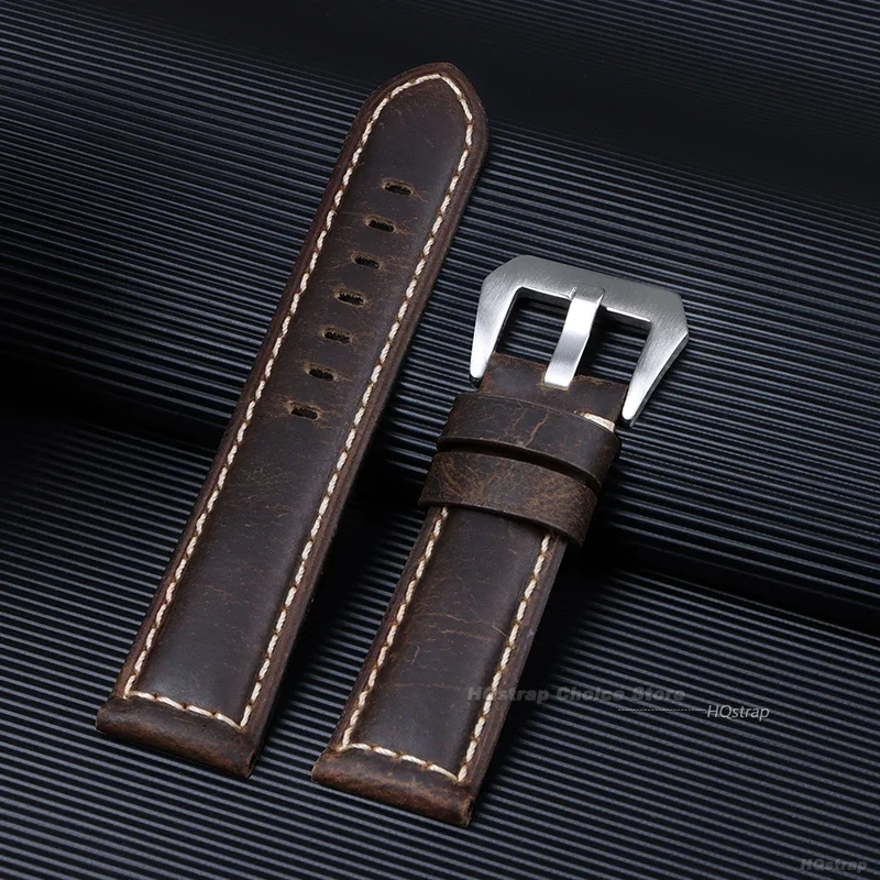 Vintage Matte Genuine Leather Watchband Bracelet - Black, Blue, Brown