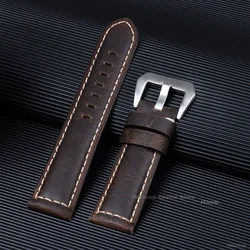 Vintage Matte Genuine Leather Watchband Bracelet - Black, Blue, Brown - 26mm (Coffee)