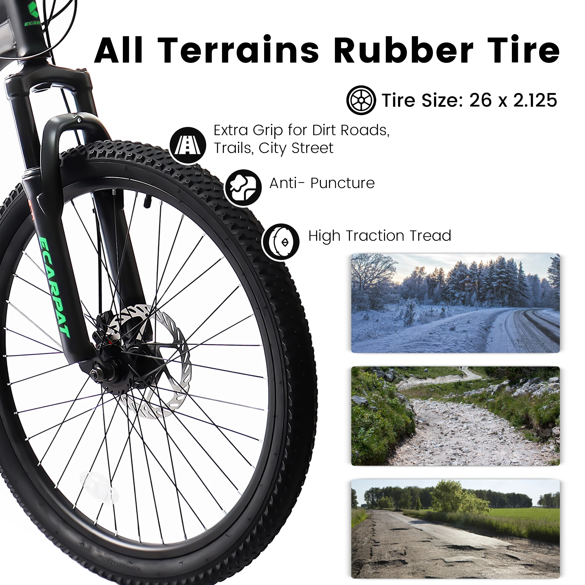 Ecarpat Dual Full Suspension Mountain Bike 24/26/27.5 Inch 21-Speed Disc Bicycles Teenagers Boy Girl Mens Women