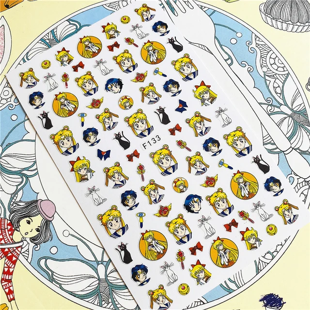 TSC-119 TSC-282 TSC-130  Japanese hot blooded anime 3D Back glue Nail Art Stickers Decals Sliders Nail ornament decoration F-133