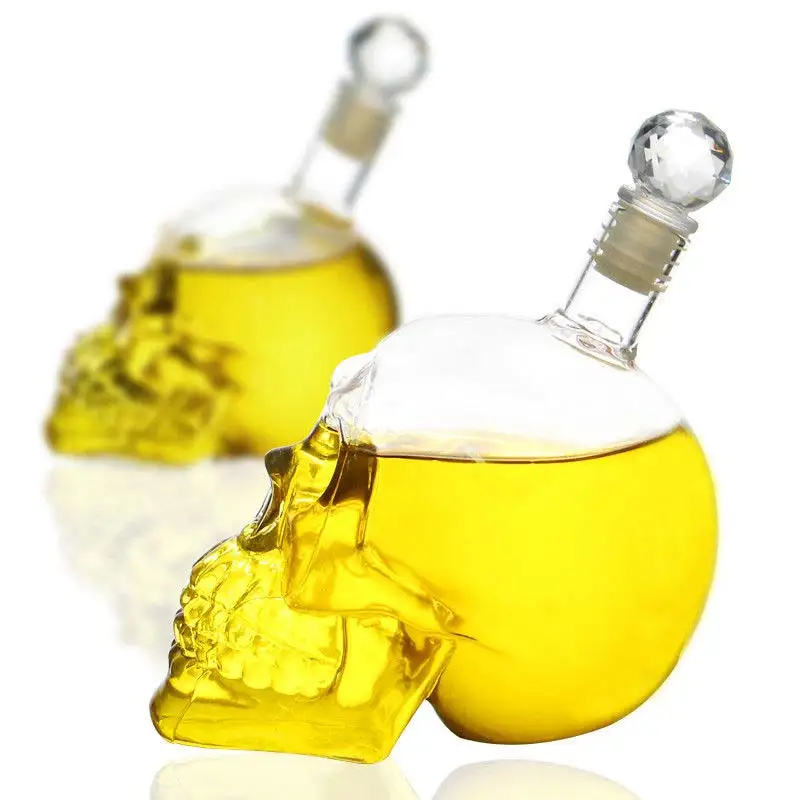 Wine Glasses 125-1000ml Creative Skull Glass Wine Bottle Whisky Wine Crystal Cups Transparent Drinking Drinkware Personality Bar Set Tool Gift