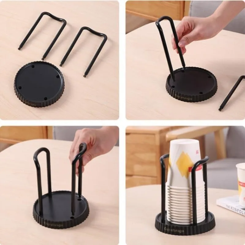 종이 컵 홀더 데스크탑 홈 오피스 공간 절약을위한 디스펜서 컵 보관 주최자 일회용 종이 컵 홀더