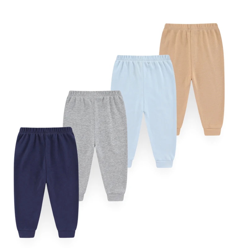Cotton Pants Baby Trousers 4-Piece Unisex Baby Pants Cotton Solid Color 0-24 Months Boy Girl Trousers Four Seasons Infant Clothes