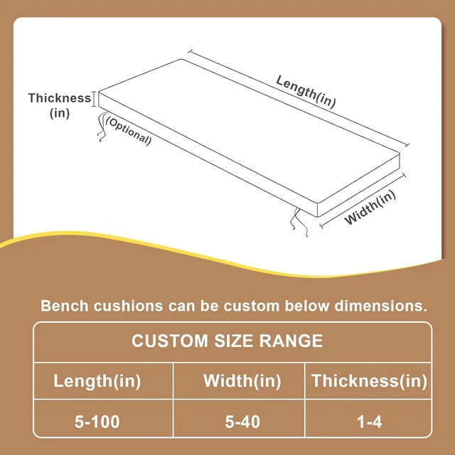 Coussins de banc personnalisés, coussins de siège de taille personnalisée, coussin de banc de jardin épais et doux, meubles en mousse épaisse intérieure/extérieure 6