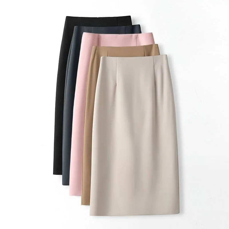 Office Lady Fashion Slim Solid Skirt Koreon Clothing Spring Summer Streetwear New High Waist Elegant Straight Midi Casual Skirts