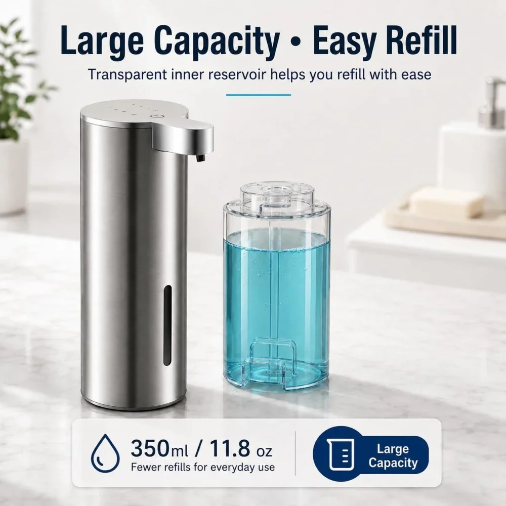Automatic 350ml Stainless Steel Soap Dispenser with Sensor Technology