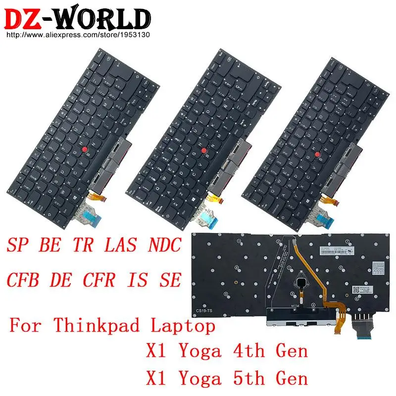 Las Ndc Cfb de gr Cfr is ic se Teclado Retroiluminado para Lenovo Thinkpad x1 Yoga 5th 4th Gen Laptop Latino Espanhol sp es be tr