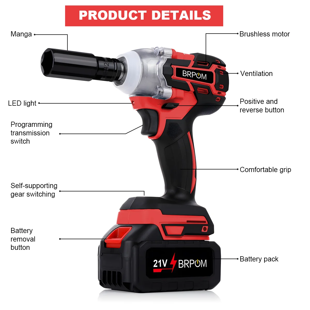 Rechargeable Electric Impact Wrench Power Tool