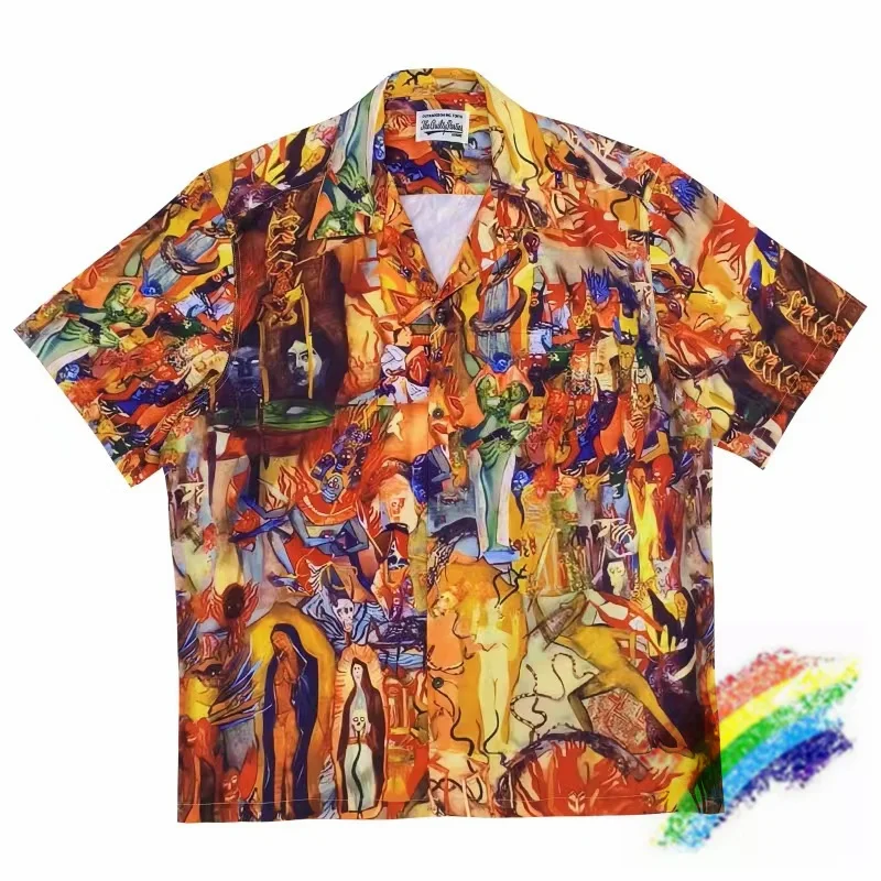 

2023ss WACKO MARIA Shirt Men Women High Quality Cartoon Manga Printing Hawaiian Shirts Tee