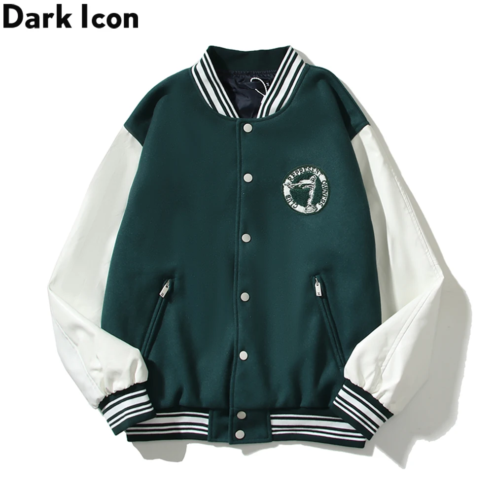 

Dark Icon Woolen Material Embroidery Men's Baseball Jacket Autumn Street Fashion Jackets for Men