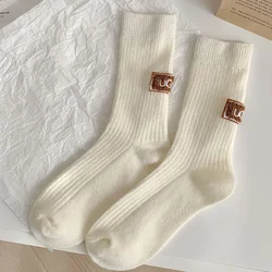 Cozy Thicken Winter Casual Socks - Soft Knit Snow Boot Hosiery - One Size (White)