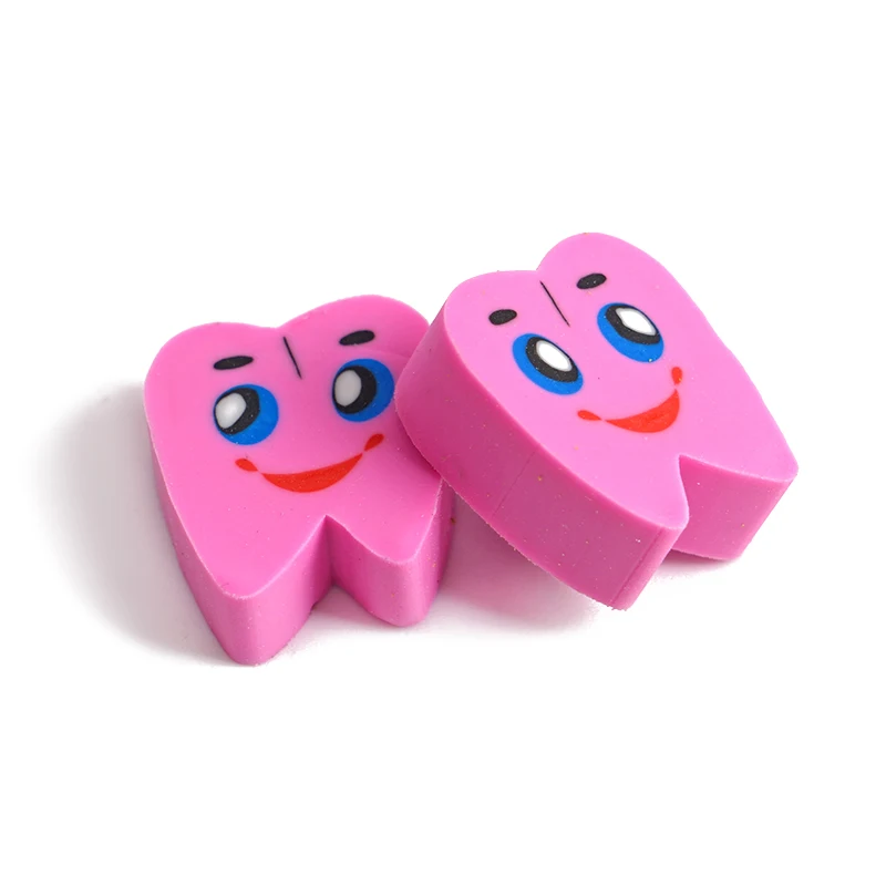 10pcs 귀여운 치아 모양 어금니 모양의 고무 지우개 치과 의사 선물 치과 진료소 고무 어린이와 학생에게 적합