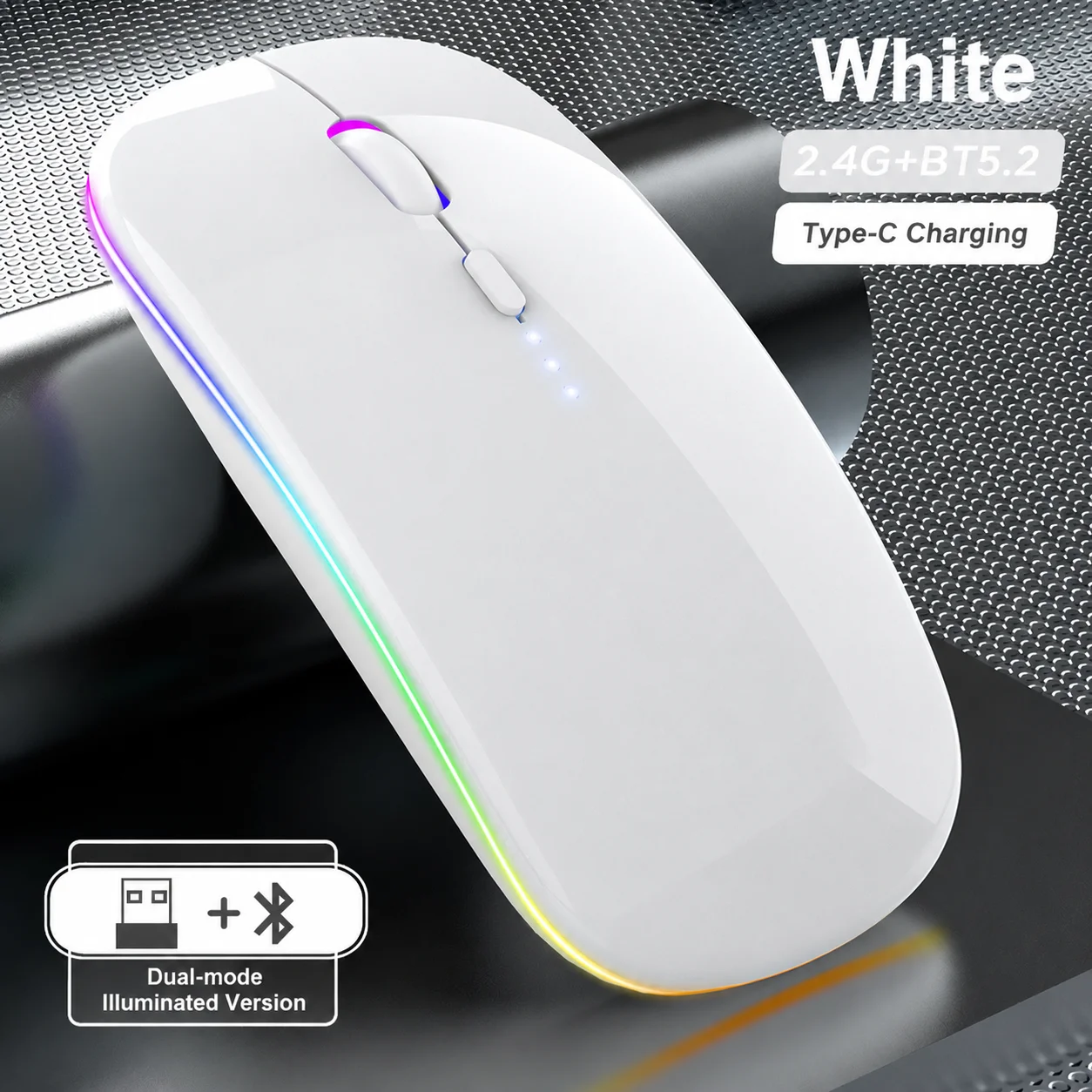 Ergonomic Wireless Bluetooth Mouse with USB Receiver