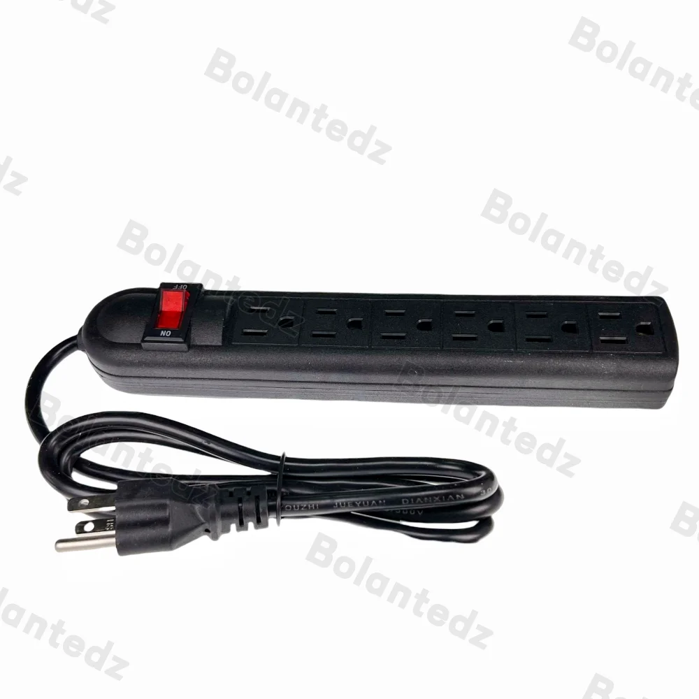 Power strip ac power socket Bolantedz Power Socket 6 US AC Outlets Power Strip With Switch 1m Extension Cord for Home, Office, Dorm