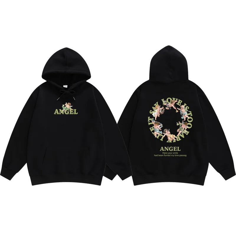 

Harajuku Hoodie Streetwear Sweatshirt 2022 Men Funny Cartoon Graphic Hoodie Autumn Black Hooded Pullover Hip Hop