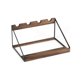 Elegant Wooden and Iron Wine Display Rack (A)