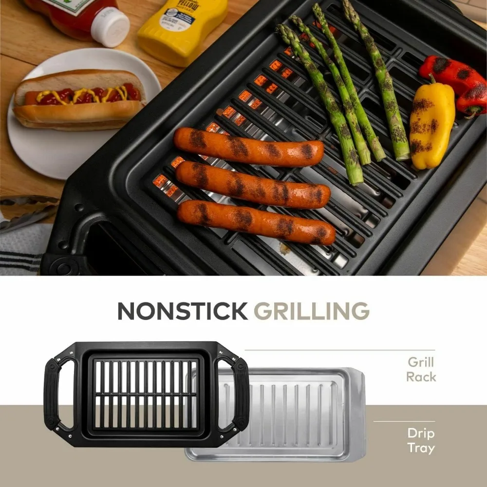 Smokeless Indoor Grill Removeable Plates Non-Stick Korean BBQ Electric Grill Indoor with Infrared Technology - Kebab Set 3