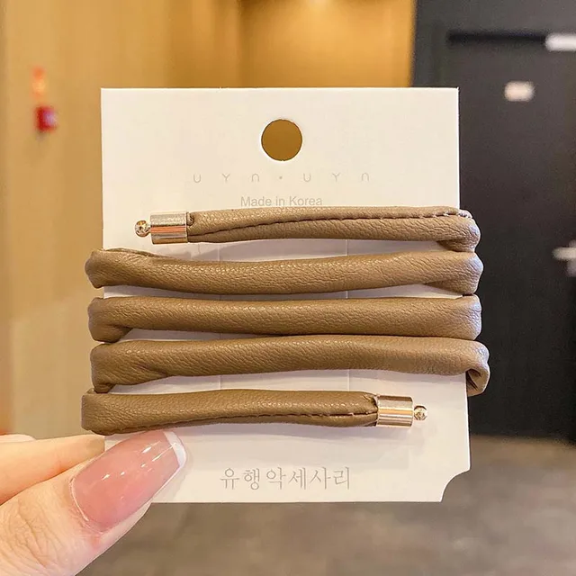 New Women Long Leather Ponytail Hold Hair Tie ободок для волос Headband Hair bands For Girls Hair Accessories gumki do wlosow 3