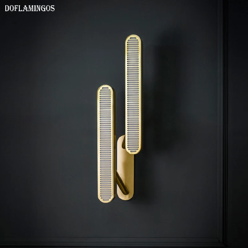 

Luxury Interior Copper Wall Light Nordic LED Stairway Corridor Wall Lamp Bedroom Bedside Sconces Home Decor Lighting Fixtures