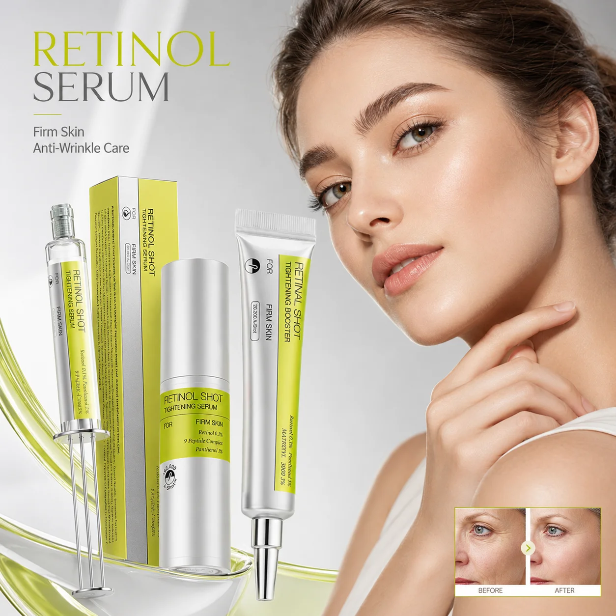 Siero Viso al Retinolo 15ml Rassodante Idratante Cura del Viso per Linee Sottili e Texture Irregolare Minimizza i Pori Antiossidante Anti-età - immagine 2