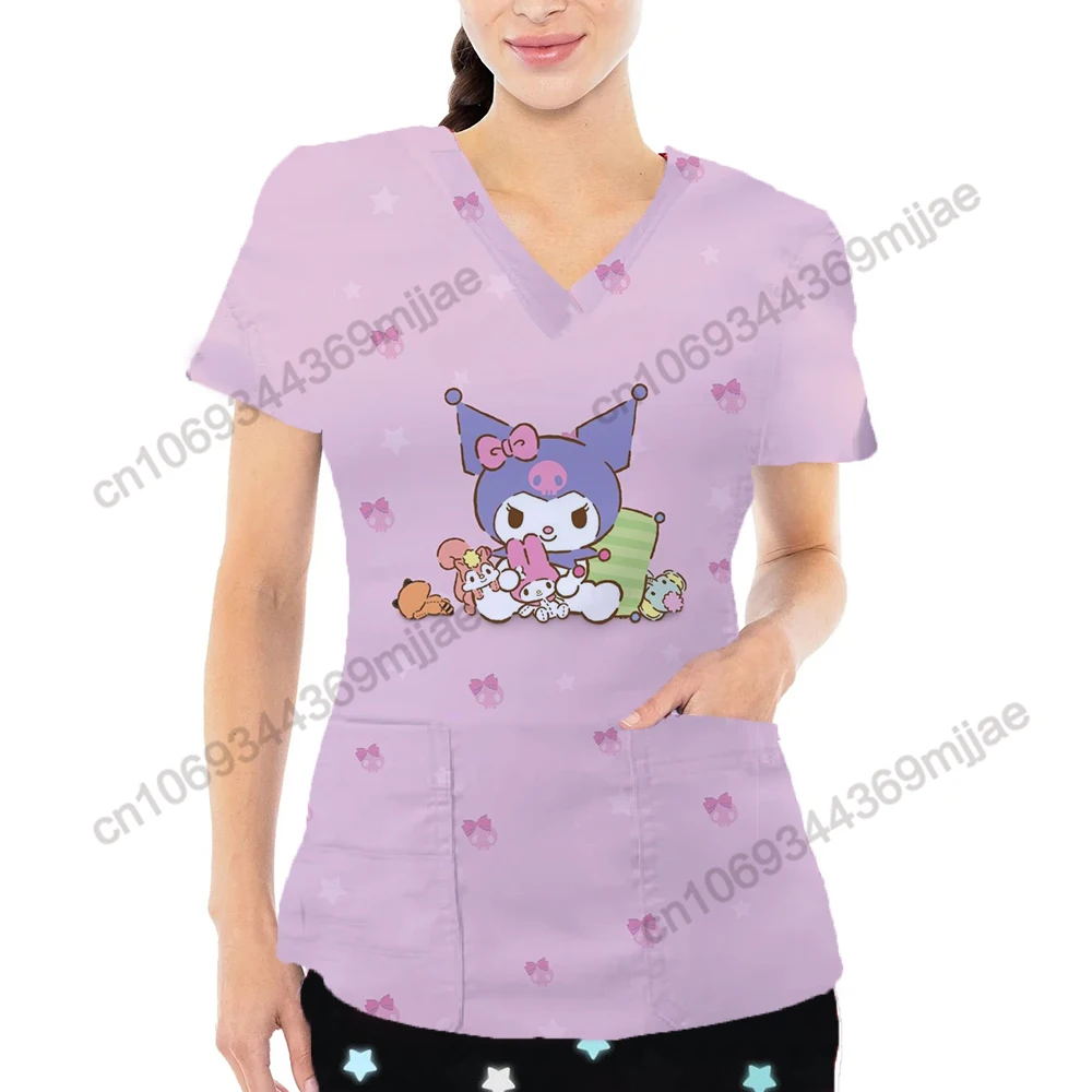 

Nurse Uniform Summer Blouses for Women 2023 V-neck Disney Pocket Korean Fashion Woman Blouse 2023 Y2k Clothes Women T Shirt Y2k