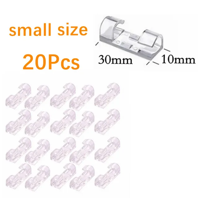 20 Pcs Cable Clips Organizer Drop Wire Holder Cord Management Self-Adhesive Cable Manager Fixed Clamp Wire Winder Small Transparent