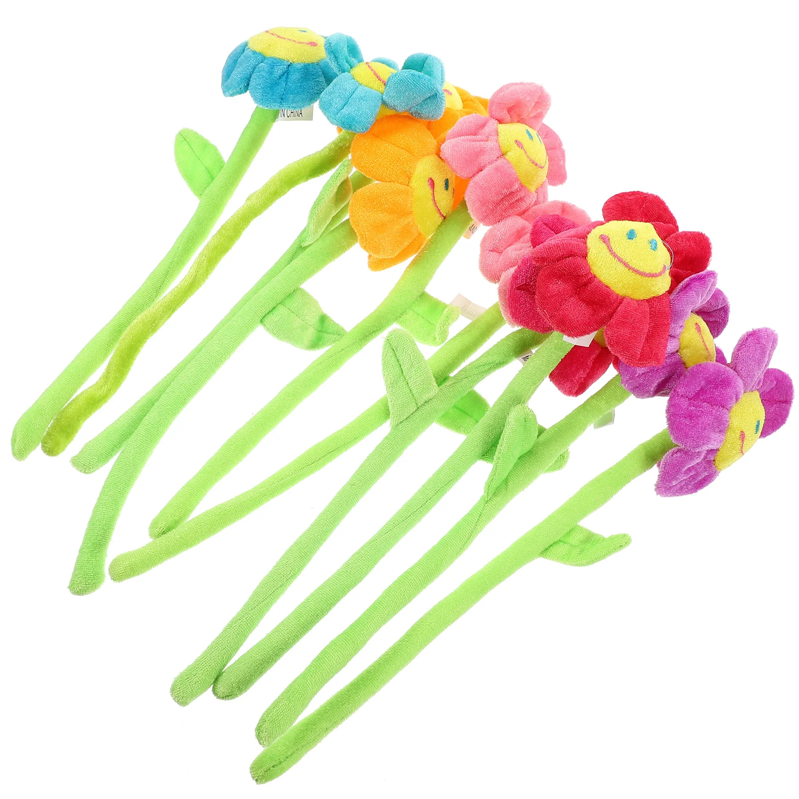 

Plush Flowers , 32cm Long Bendable Stems Assorted Colors Happy Smiles Sunflowers Gift for Boys and grils