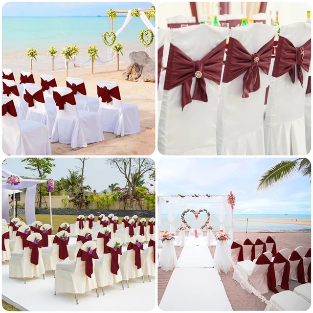 Ceinturage de Chaise en Satin avec Nministériels d, Universel, Ruban, Décoration pour ixde Mariage, Réception, Événements, Banquets, Hôtel 4