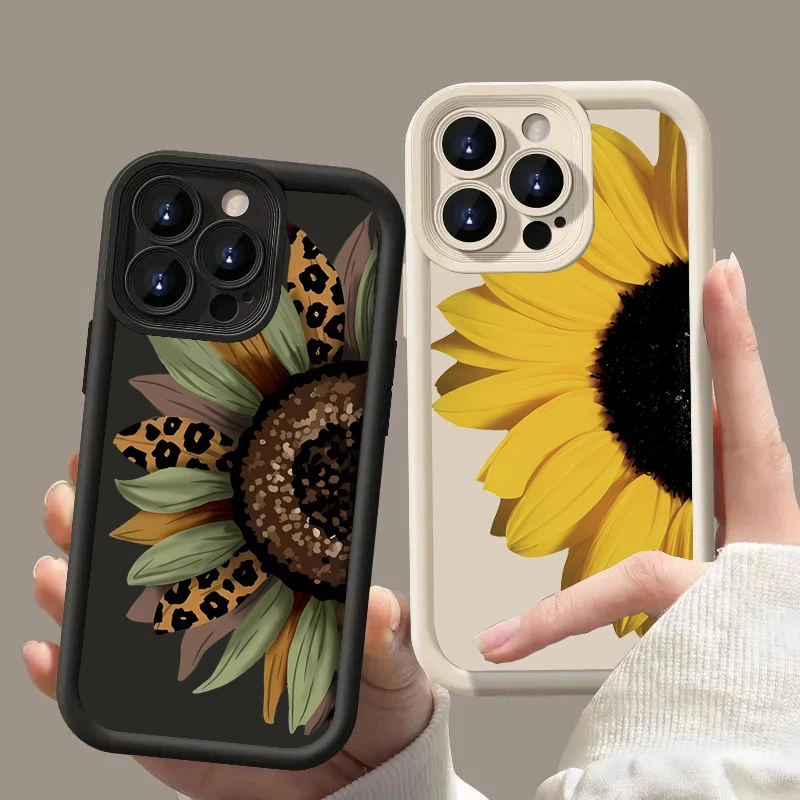 Sunflower Pattern Silicone Phone Case – Cute Floral Design Cover