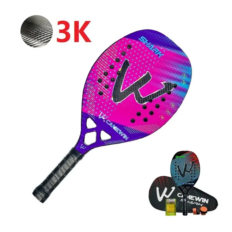 3K Camewin Beach Tennis Racket Full Carbon Fiber Rough Surface Outdoor Sports Racket For Men Women  Senior Player 2024 New