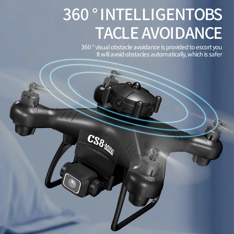 CS8 RC 미니 드론 쿼드콥터, 8K 듀얼 카메라 드론, 미니 장애물 회피 UAV 항공기, 남아용 리모컨 항공기 장난감
