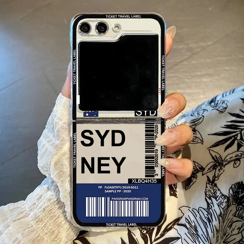 Hot Ticket Travel Label Phone Case with New York, Seoul, and Paris Design - Hard Protective Cover, Clear s